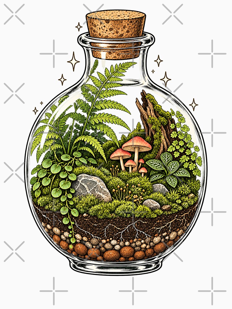 Terrarium Mushroom Fern Moss Cottagecore Forest Plant Lover by JackCurtis1991
