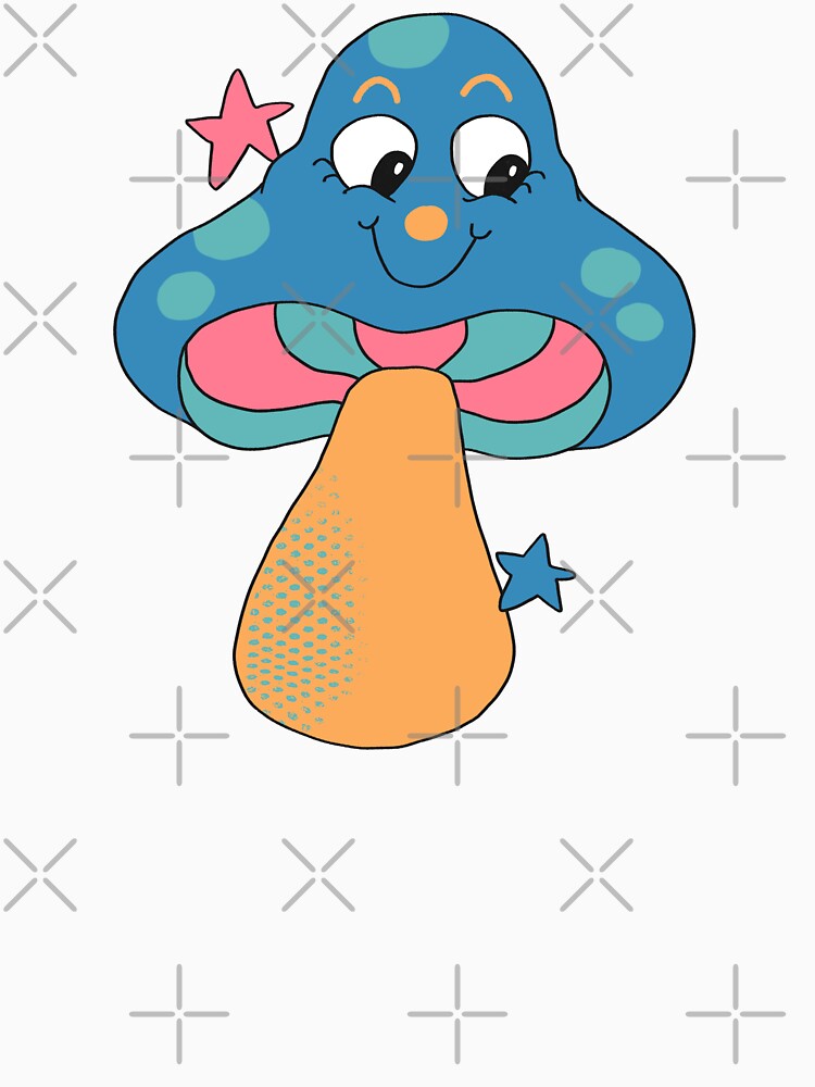 Happy Face Retro Mushroom (Blue) by yellowflowerhut