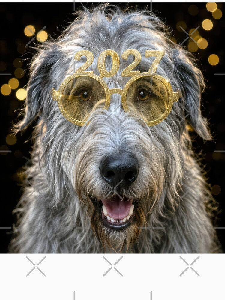 New year 2027 Irish Wolfhound Party Animal by Maria Dryfhout