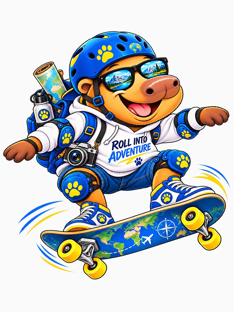 Cute Skater Capybara – Roll Into Adventure Skateboard by CapybaraTravels