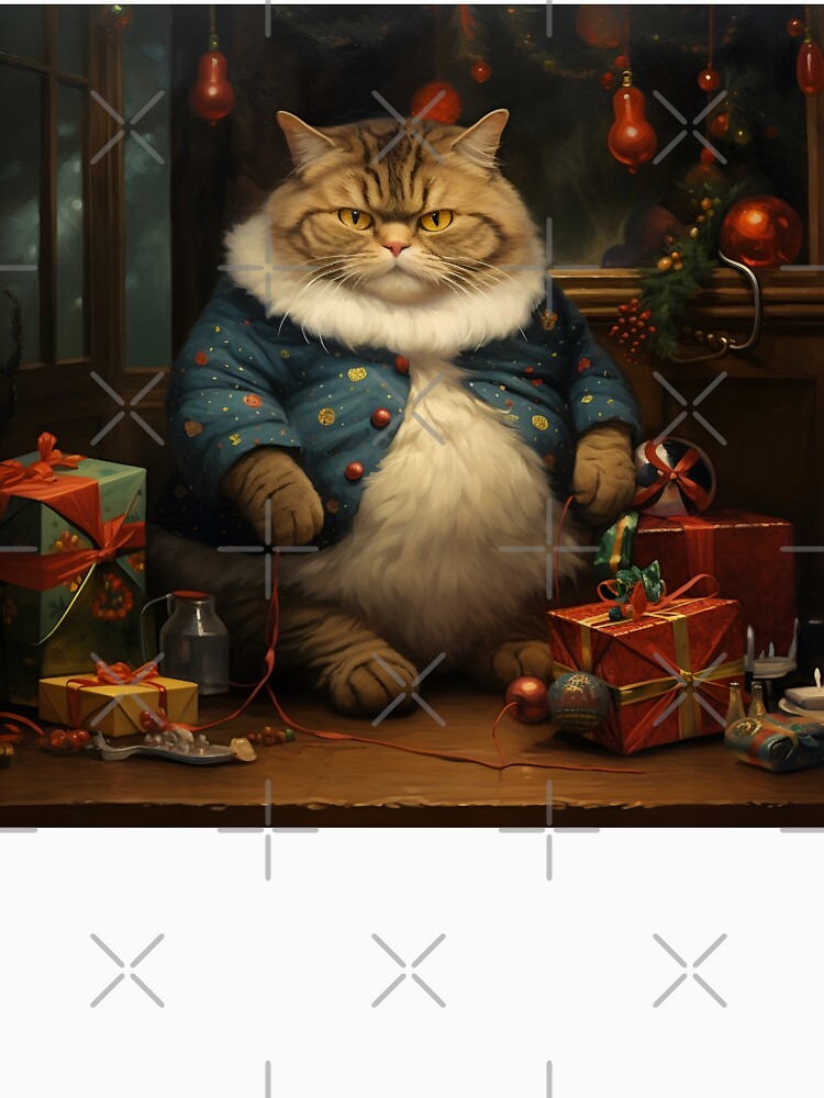 Angry holiday christmas fat cat digital print by dcrc