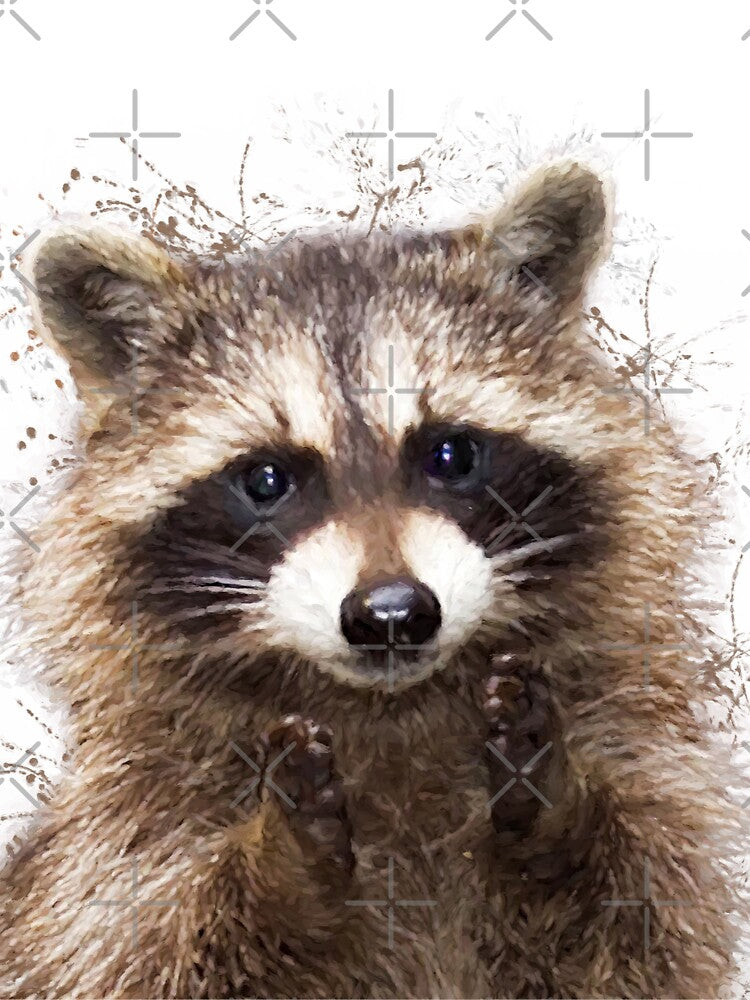 Raccoon watercolor animals nursery decor by DelzStudio