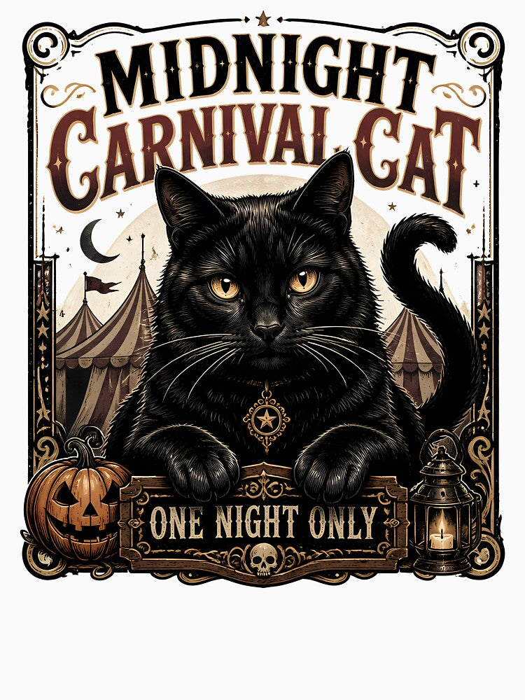 Midnight Carnival Cat Black Cat Halloween Retro Poster by BernoNickel