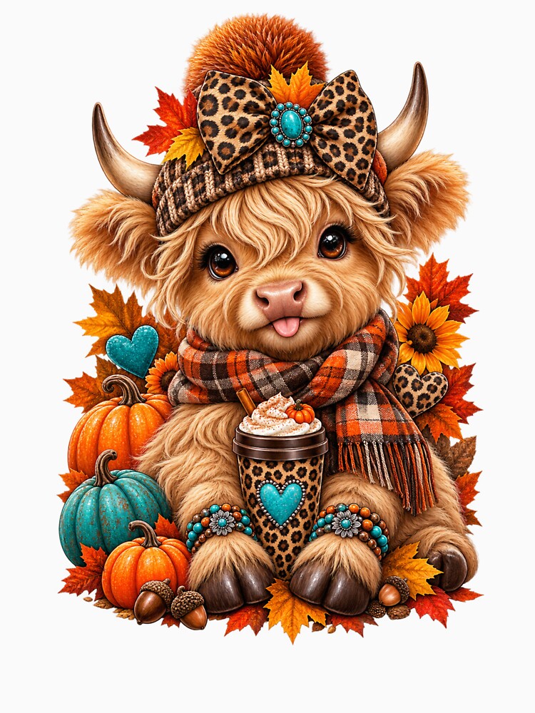 Cute Fall Highland Cow by Shopex10