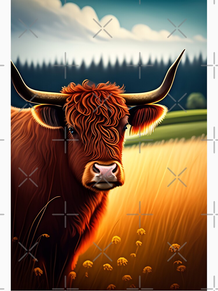 Highland Cow Wall Decor, Watercolor Highland Cow, Cow Wall Art Print, Scottish Highland Cow, Watercolor Animal Art, Highland Cow Canvas Art by Christian Biluan