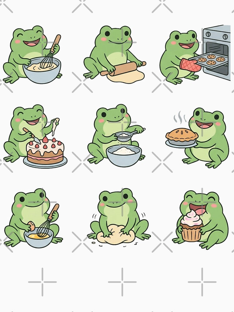 Cute Baking Frogs Sticker Sheet Kawaii Chef Amphibian by raedattia