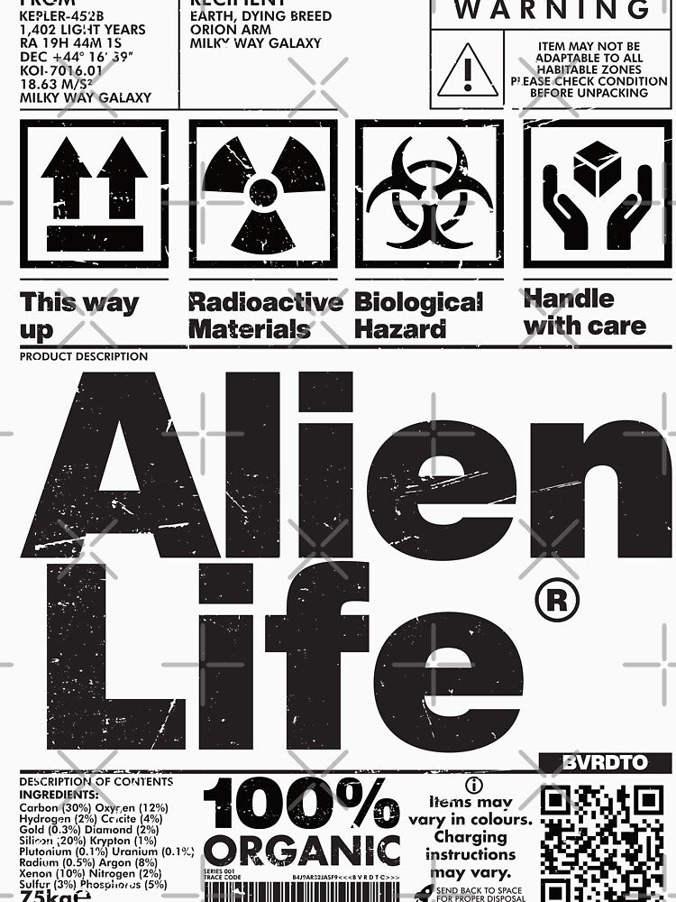 Alien Life Package Label In Black by allincolors