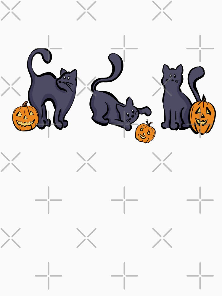 Halloween Cats With Pumpkins by Alexandra Jones
