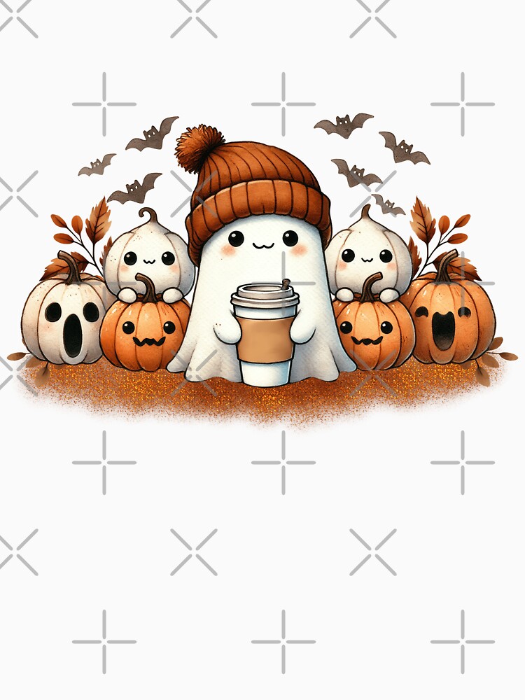 Cute Fall Ghost with beanie by amorprint