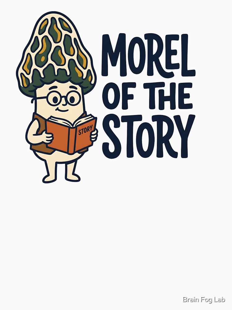 Morel Of The Story Illustrated Mushroom Pun by Brain Fog Lab