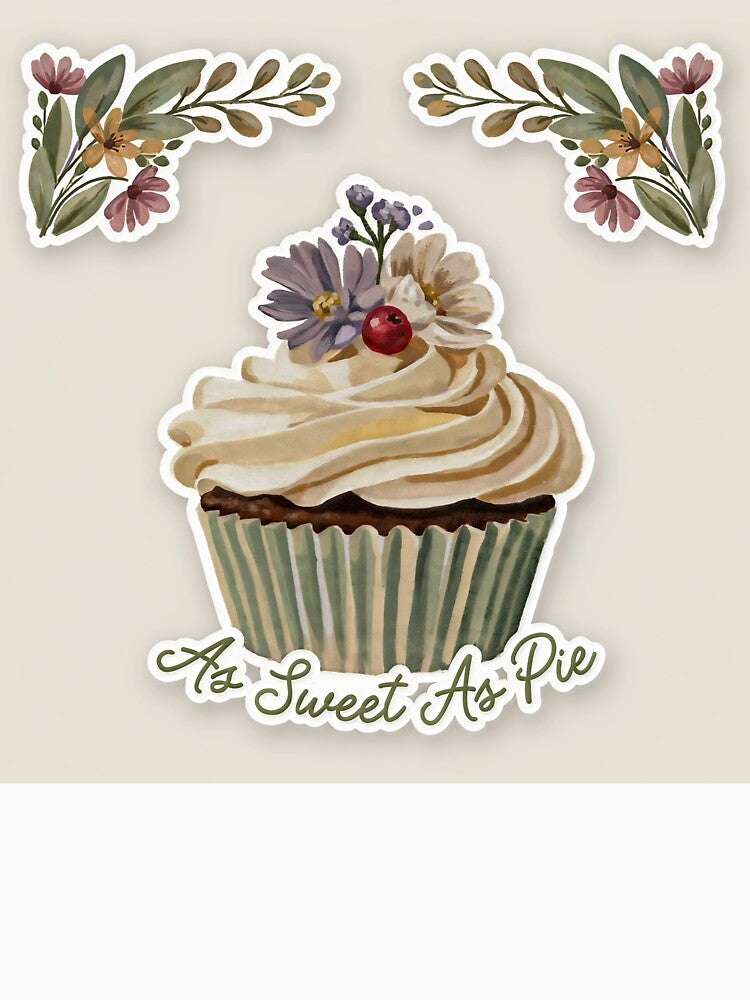 Cottagecore Strawberry Cupcake Watercolor Florals by C-Plus-Home