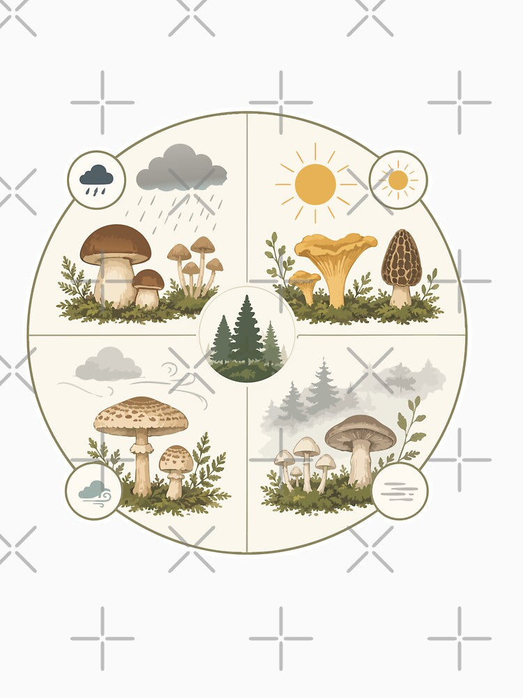 Seasonal Forest Mushrooms Mushroom Guide by Weather & Seasons Botanical by SimplePoDesign