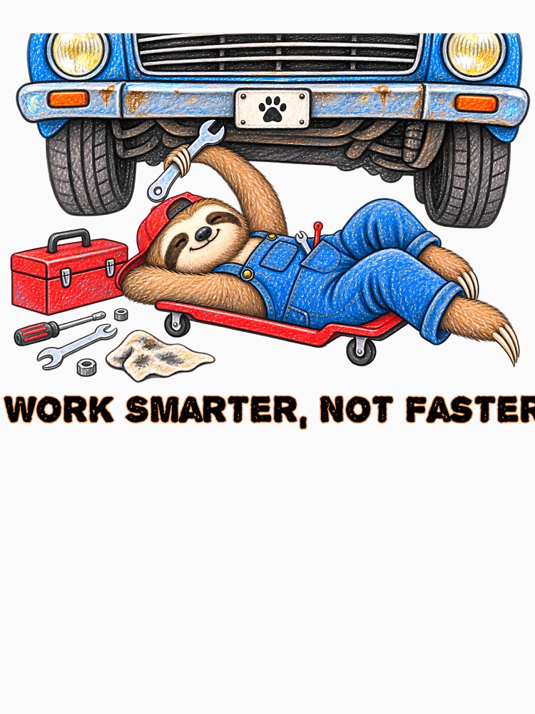 Work Smarter Not Faster Sloth Mechanic – Funny Car Repair Design by Buli89