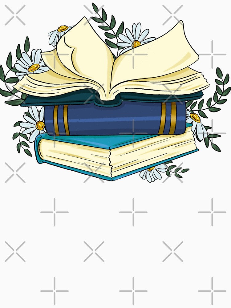 Book Stack with Daisies by serafineaandd