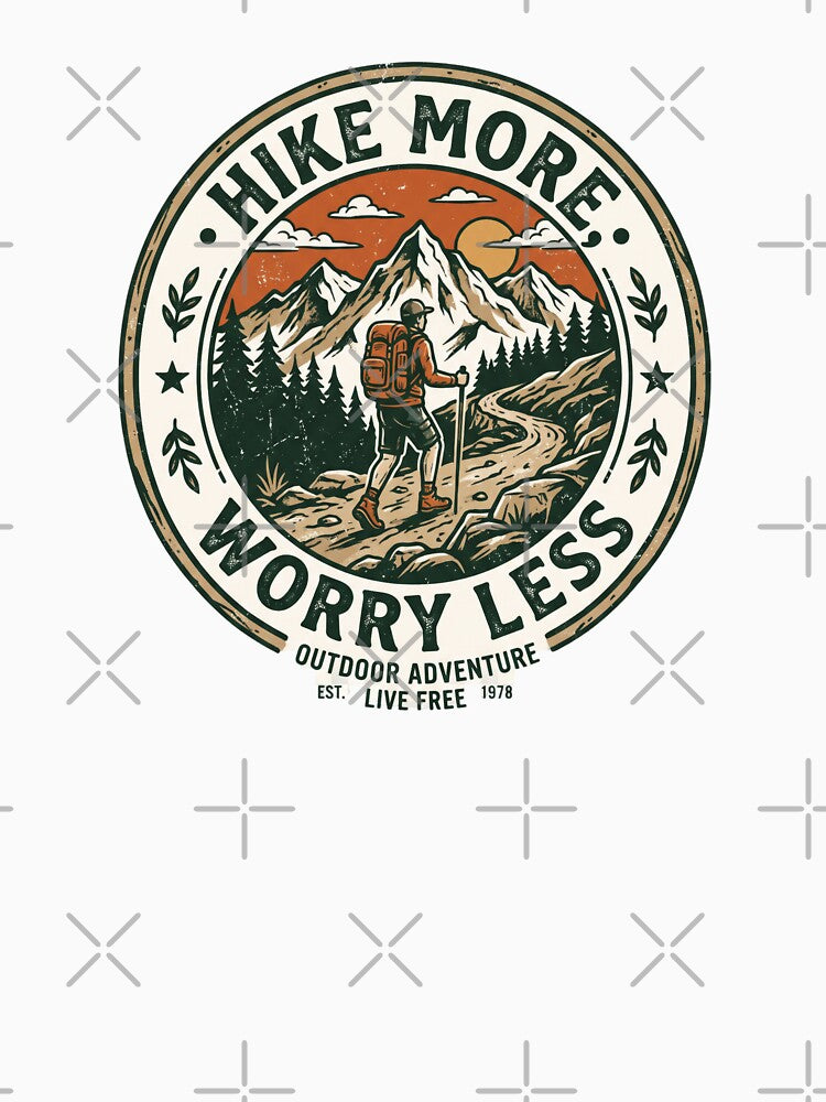 Hike More Worry Less - Outdoor Adventure by RetroTrailCo