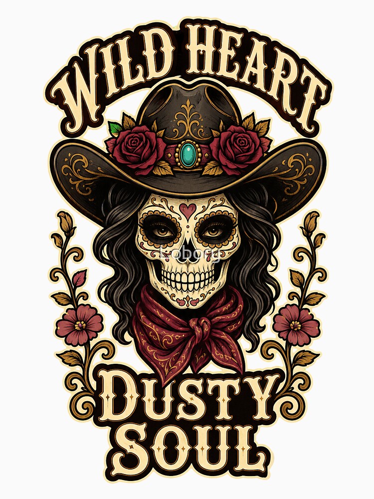 Wild Heart Dusty Soul Cowgirl Skull by Lobory