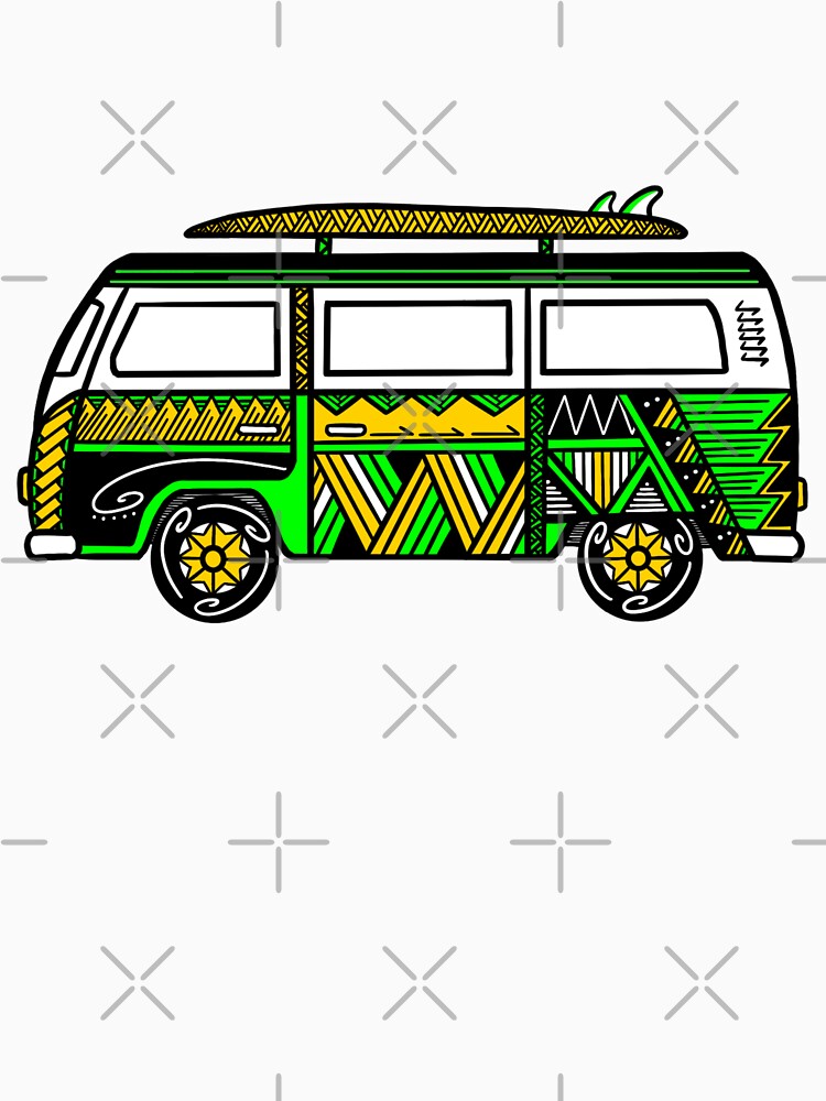 Green Tribal Van with Surfboard by Steeb757