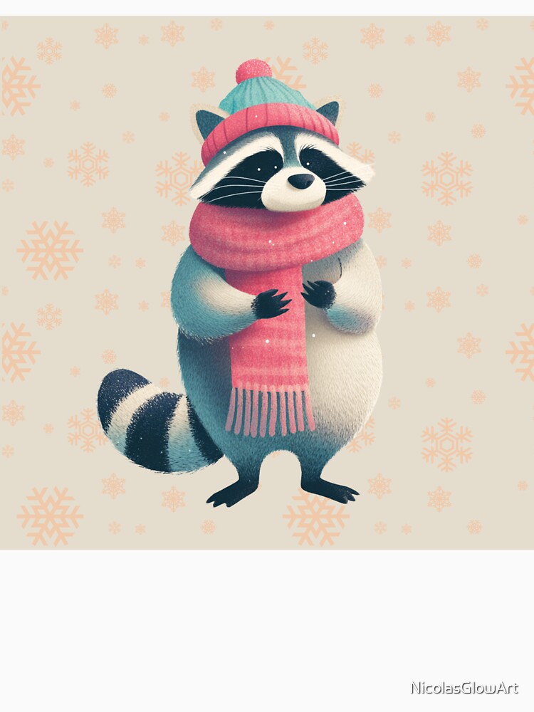 Winter Raccoon | T-Shirt by NicolasGlowArt
