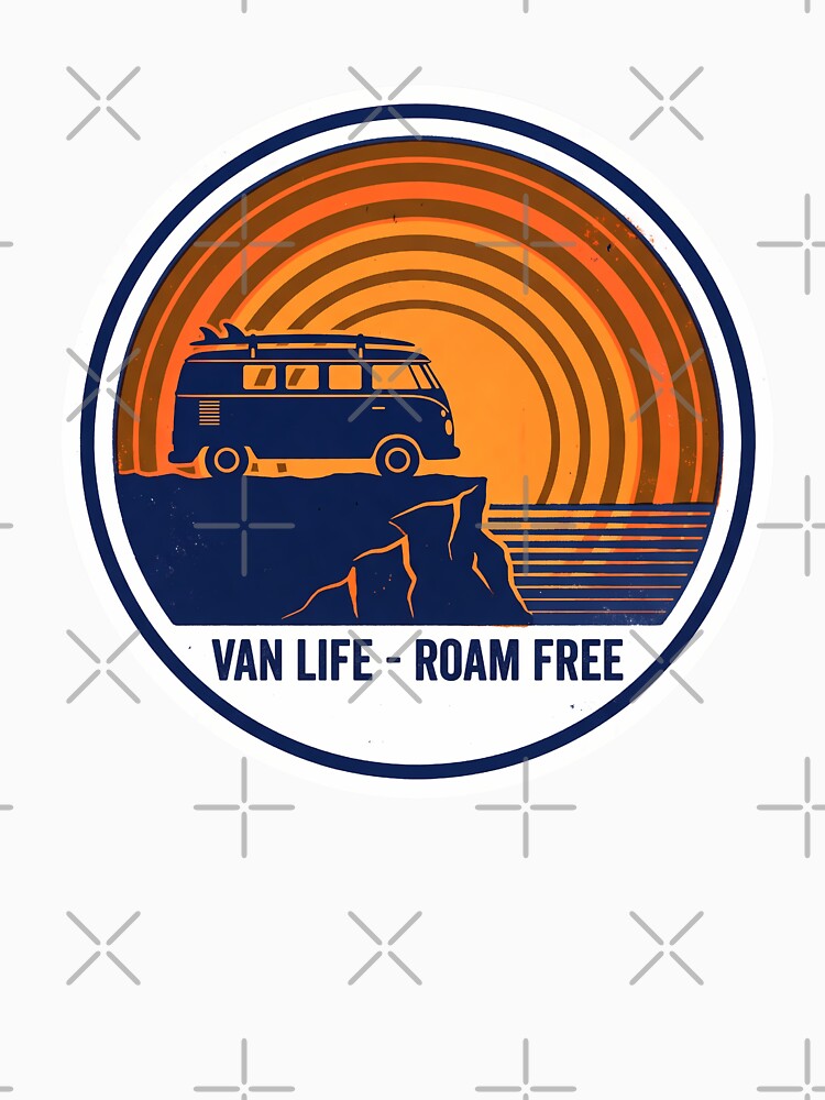 Van Life Roam Free Retro Camper Van Surf Badge by LoliDesignShop