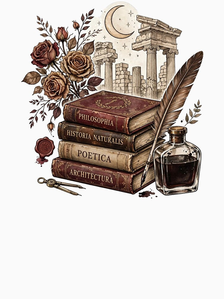 Dark Academia Books Stack - Vintage Philosophy Aesthetic Library by StyxIND