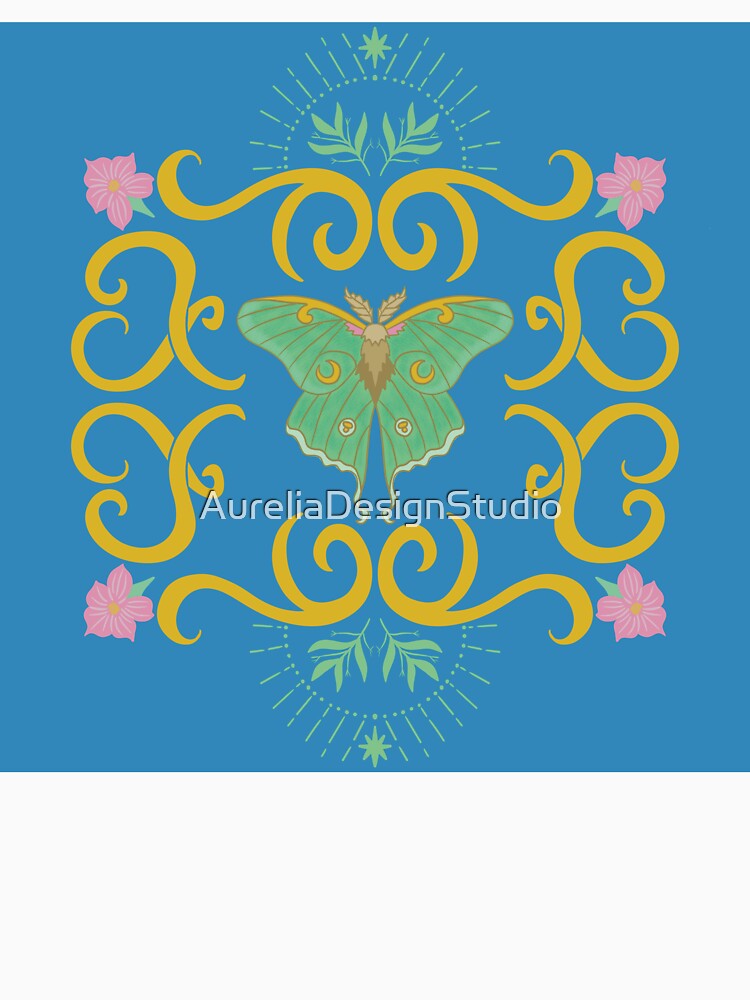 Celestial moth in art nouveau style by AureliaDesignStudio