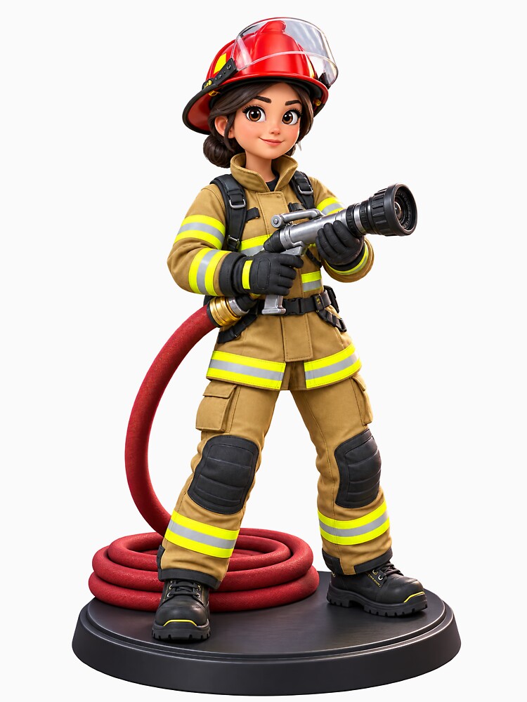 Professional Female Firefighter 3D Cartoon Character by libanmax