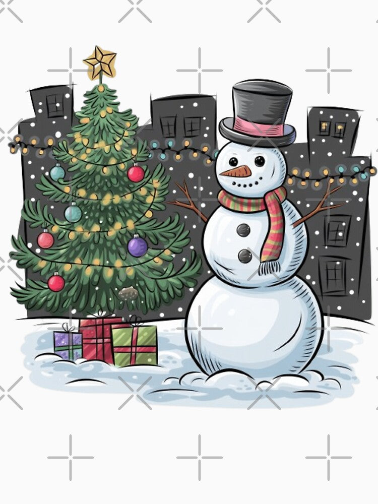 Joyful Happy Snowman with Festive Cheer - Winter Holiday by XquisiteFashion