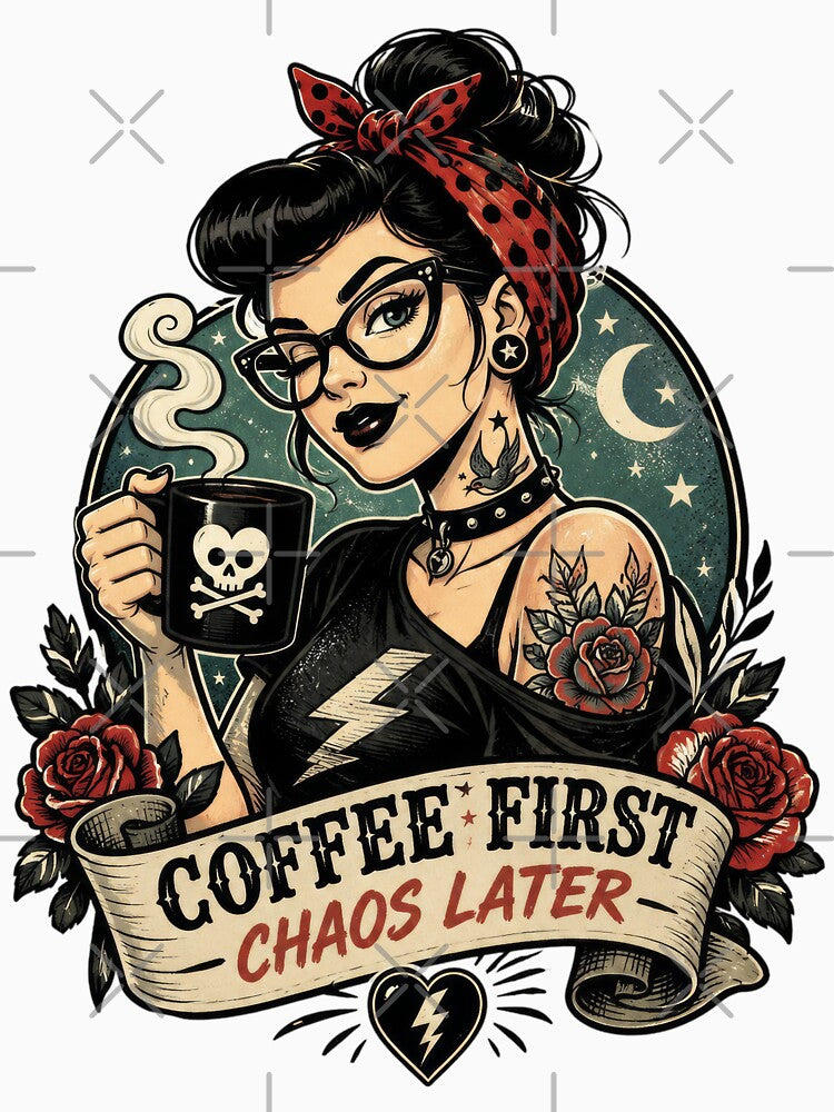 Gothic Coffee Lover Girl - Coffee First, Chaos Later by legendaryskins