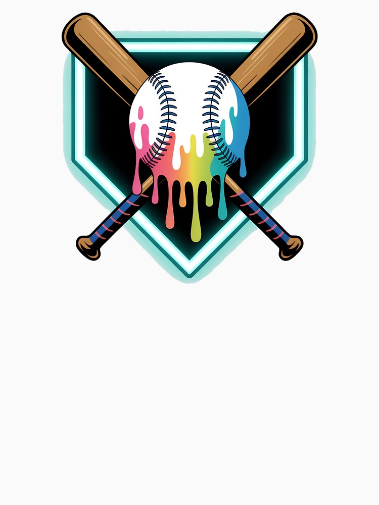 Baseball Crossbats with Rainbow Drip by Comforts of Home, LLC