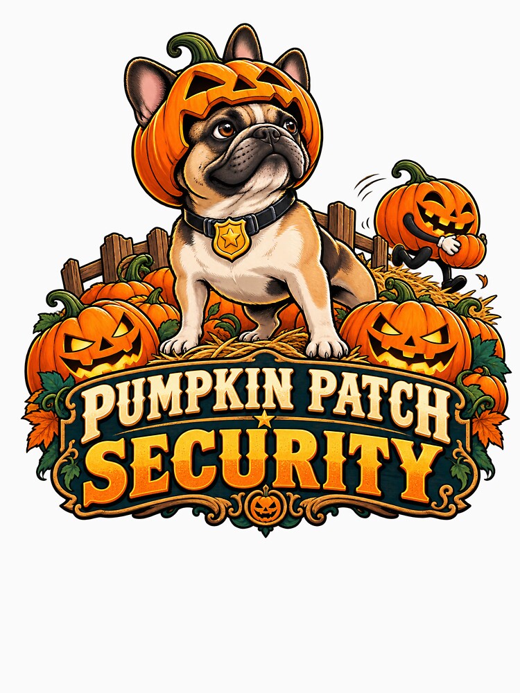 Pumpkin Patch Security – Funny French Bulldog Halloween by PiANNE