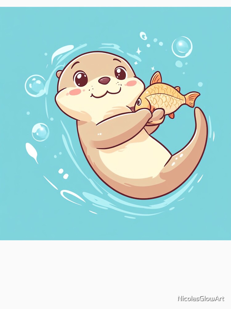 Cute Otter Swim by NicolasGlowArt