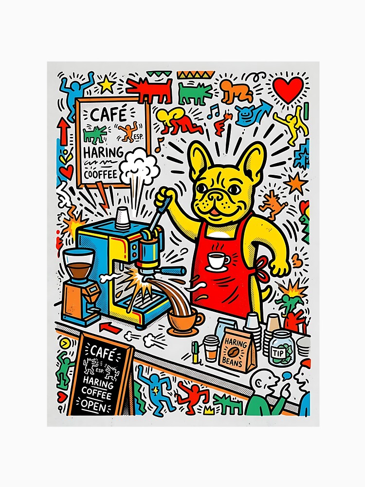 French Bulldog Barista Pop Art - Funny Coffee Lover Design by PictoVibe