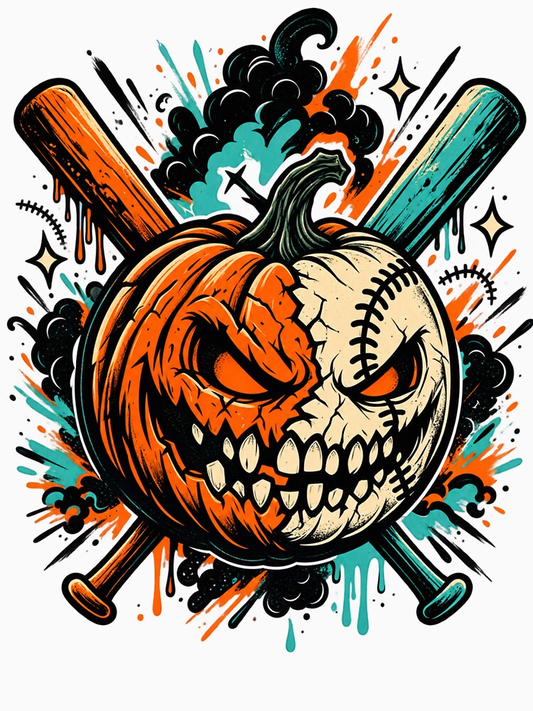 Halloween Baseball Scary Pumpkin Monster Horror Sports by Putin-07