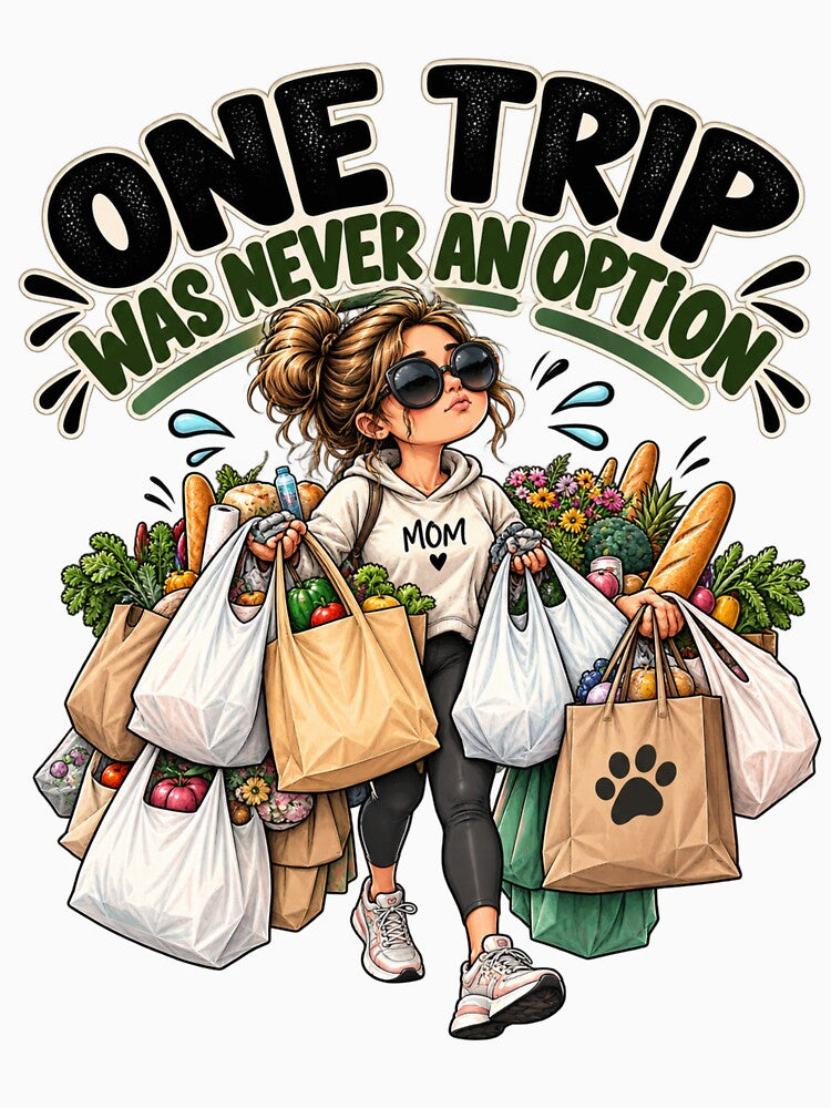 One Trip Was Never an Option – Funny Mom Grocery Shopping Humor by VainPro