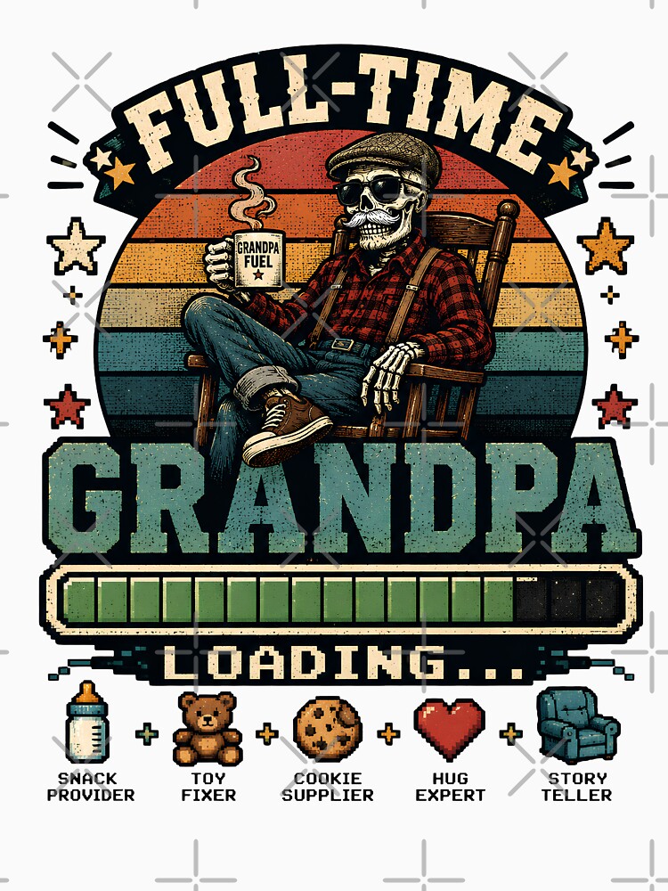Full-Time Grandpa Loading - Funny Retro Grandpa Retirement Gift Snack Provider by Neurospicy Trolls