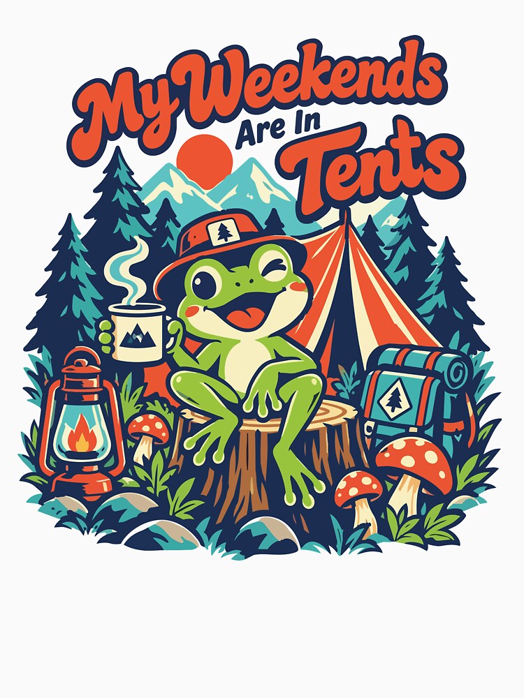 My Weekends Tents Funny Frog Camping Pun by Summit Folk Studio