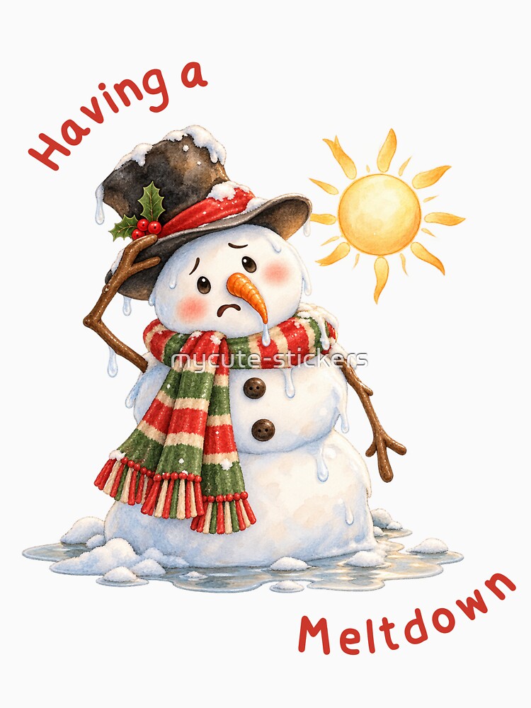 Having a Meltdown Funny Melting Snowman by mycute-stickers