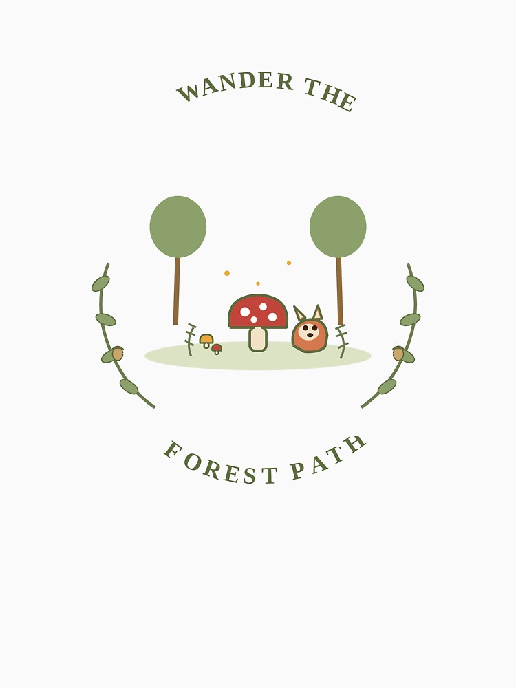 Wander the Forest Path – Cute Woodland Mushroom & Forest Cottagecore Art by RobertArt08