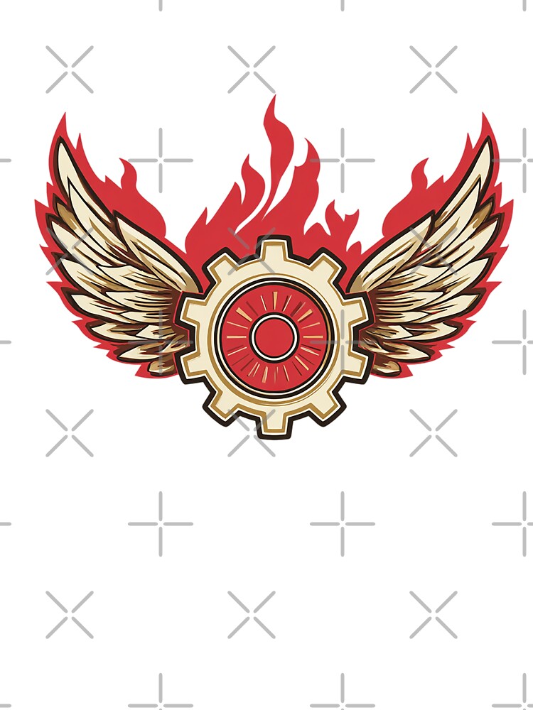 Winged Gear Flame Emblem – Speed and Power Vector Symbol by Alphakenon