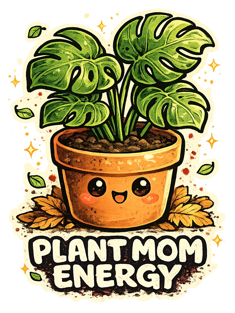 Plant Mom Energy Cute Kawaii Monstera – Plant Lover Cottagecore Gift by SaNaCreation13