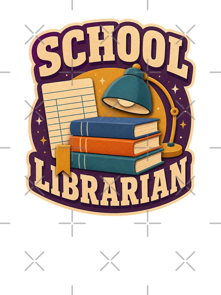 School Librarian Checkout Card Reading Badge by Freshloop Studio | Whimsical Vintage Art