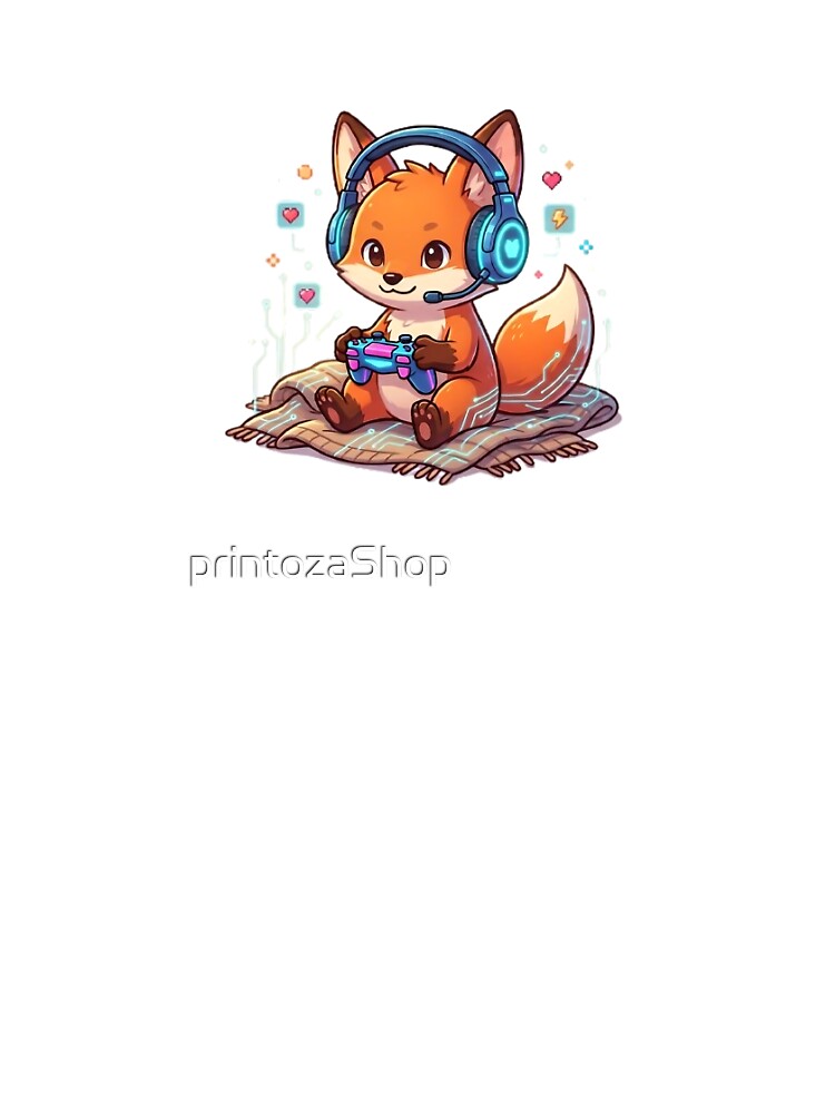​Cozy Gamer Fox - Cute Gaming Aesthetic Mascot by printozaShop⭐️⭐️⭐️⭐️