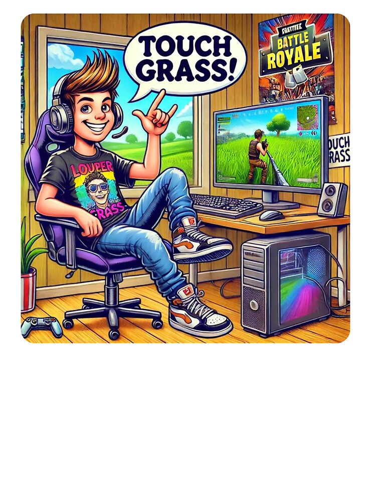 Touch Grass Computer Boy by DecalDash