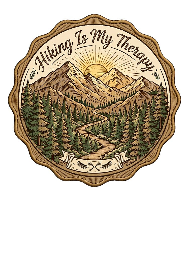 Hiking Is My Therapy Badge - Vintage Mountain Trail - Hiking Lover by Htkester1