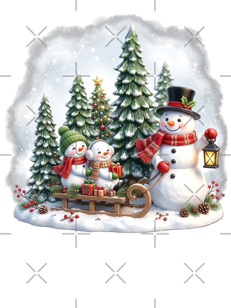 Snowman Family Winter Scene by InkShiftLabs