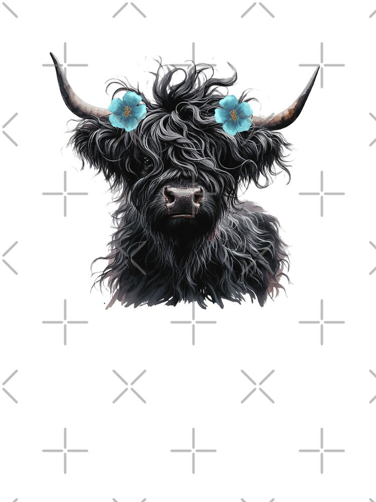Watercolor Black Highland Cow by TheAnimalZ00