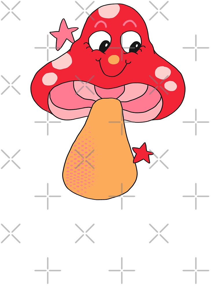 Happy Face Retro Mushroom (Red) by yellowflowerhut