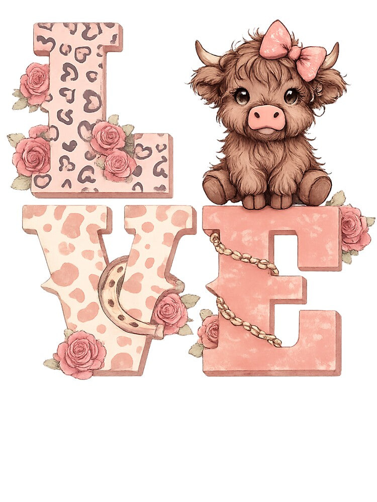Valentines Highland Cow Love Western Style Gift by Masaw