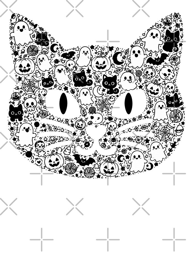 HALLOWEEN DOODLE COLLECTION - BLACK CAT HEAD by WheelieGdArt