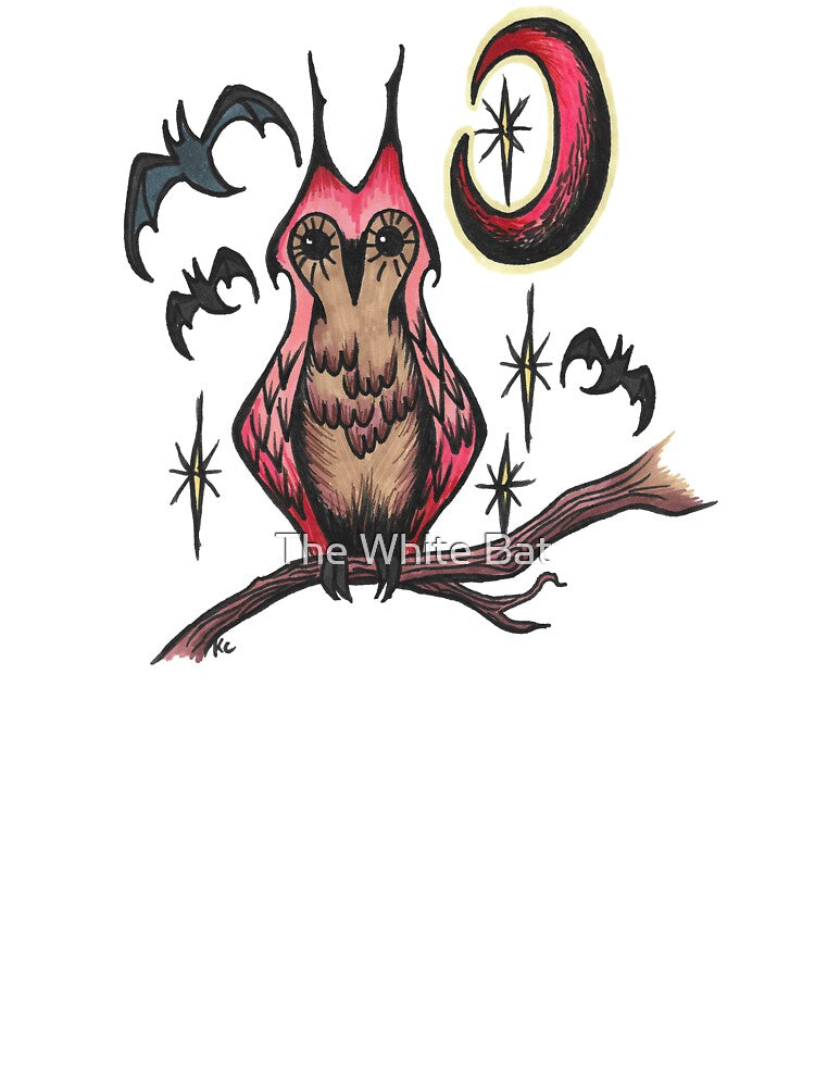 Halloween Retro Owl - Nighttime Starry Sky by The White Bat